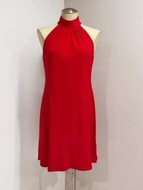 Lauren Ralph Lauren Red Jersey Mock Neck Sleeveless A-line Shift Dress Size 6